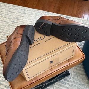 Polo by Ralph Lauren Men's Tan Leather Asher Wingtip Oxfords